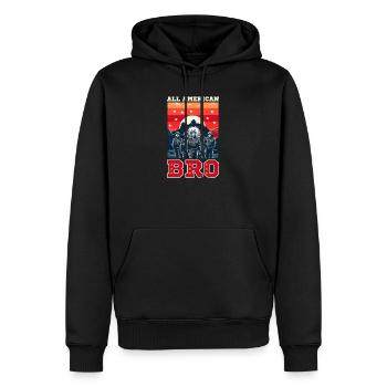 4. Juli Coal Miner All American Bro - Männer Premium Bio Hoodie - Schwarz - Vorne - Nico (187cm)