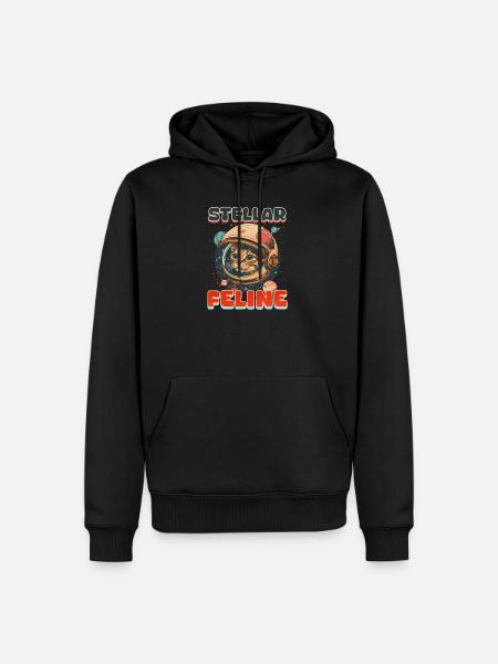 Cat Astronaut Stellar Feline - Men’s Premium Organic Hoodie - black