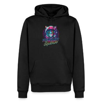 Katze Astronaut Purronaut Explorer - Männer Premium Bio Hoodie - Schwarz - Vorne - Nico (187cm)