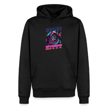 Chat astronaute Cosmic Kitty - Sweat à capuche Premium bio Homme - noir - Devant - Nico (187cm)