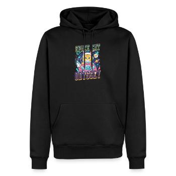 Katze Astronaut Weltraum Katze Odyssee - Männer Premium Bio Hoodie - Schwarz - Vorne - Nico (187cm)
