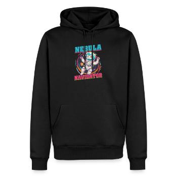 Navigateur de nébuleuse d’astronaute de chat - Sweat à capuche Premium bio Homme - noir - Devant - Nico (187cm)