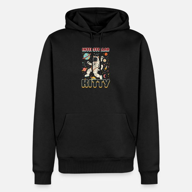 Katze Astronaut Interstellar Kitty - Männer Premium Bio Hoodie - Schwarz