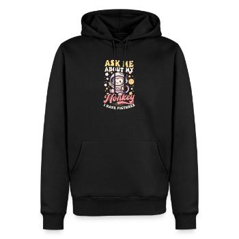 Affenliebhaber Frag mich nach meinem Affen Habe Bilder - Männer Premium Bio Hoodie - Schwarz - Vorne - Nico (187cm)