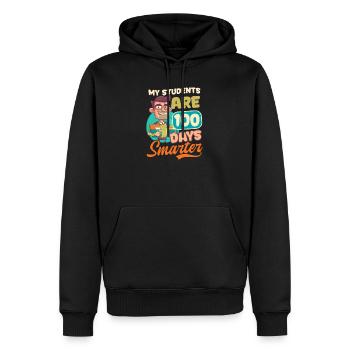 100 jours d’école Étudiants 100 jours intelligents - Sweat à capuche Premium bio Homme - noir - Devant - Nico (187cm)