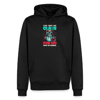 100 jours d’école professeur a adoré ma classe hibou - Sweat à capuche Premium bio Homme - noir - Devant - Nico (187cm)