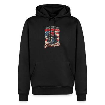 L’héritage de la bravoure de grand-père pompier : Grand-père - Sweat à capuche Premium bio Homme - noir - Devant - Nico (187cm)