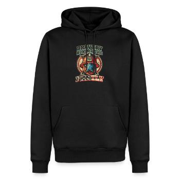 La bravoure du grand-père pompier est une histoire de famille - Sweat à capuche Premium bio Homme - noir - Devant - Nico (187cm)