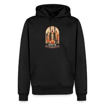 Orthodoxe Ikonen der Stärke - Männer Premium Bio Hoodie - Schwarz - Vorne - Nico (187cm)