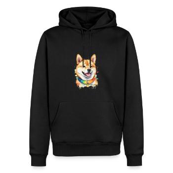 Shiba rayon de soleil - Sweat à capuche Premium bio Homme - noir - Devant - Nico (187cm)