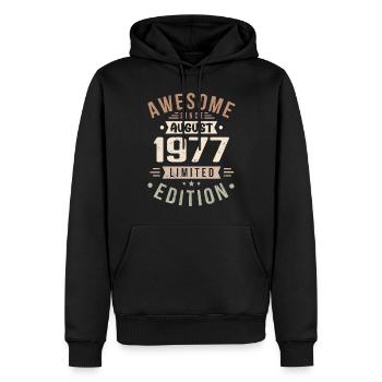Août 1977 Anniversaire en Août 1977 Millésime 1977 - Sweat à capuche Premium bio Homme - noir - Devant - Nico (187cm)