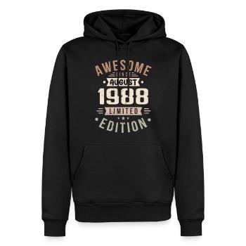 August 1988 Geburtstag im August 1988 Vintage 1988 - Männer Premium Bio Hoodie - Schwarz - Vorne - Nico (187cm)