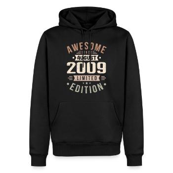 Août 2009 Anniversaire en Août 2009 Millésime 2009 - Sweat à capuche Premium bio Homme - noir - Devant - Nico (187cm)
