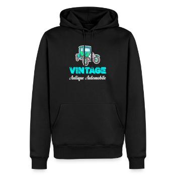 Amateurs de voitures anciennes - Sweat à capuche Premium bio Homme - noir - Devant - Nico (187cm)