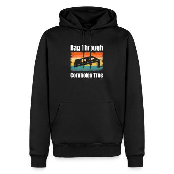 Bag Through Cornholes True Boardgame Tailgating - Men’s Premium Organic Hoodie - black - Front - Nico (187cm)