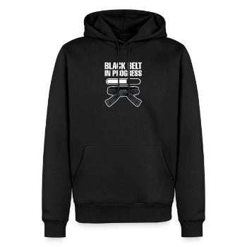 Jiu Jitsu Ceinture Noire En Progrès - Sweat à capuche Premium bio Homme - noir - Devant - Nico (187cm)