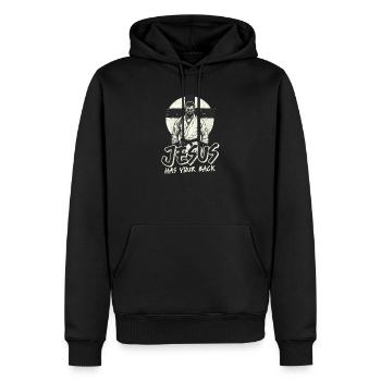 Jiu Jitsu Jésus vous soutient - Sweat à capuche Premium bio Homme - noir - Devant - Nico (187cm)