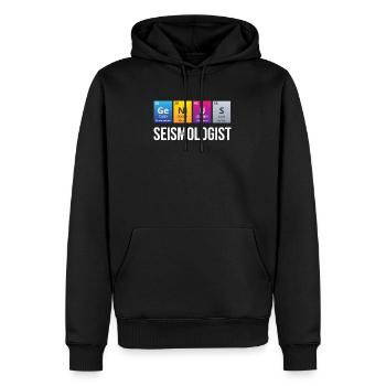 Genialer Seismologe, Lustiger Vulkanologe, - Männer Premium Bio Hoodie - Schwarz - Vorne - Nico (187cm)