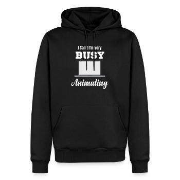 Ich Kann Nicht, Ich Bin Sehr Damit Beschäftigt, - Männer Premium Bio Hoodie - Schwarz - Vorne - Nico (187cm)