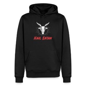 Grêle! Satan! Antéchrist Humour Gothique Satanique - Sweat à capuche Premium bio Homme - noir - Devant - Nico (187cm)
