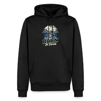Landwirt, der auf dem Bauernhof geboren ist - Männer Premium Bio Hoodie - Schwarz - Vorne - Nico (187cm)