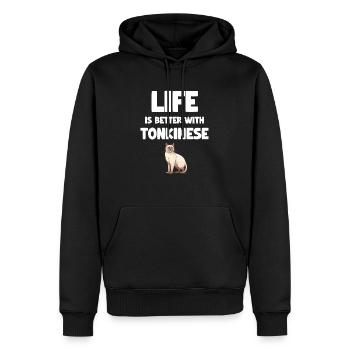 La vie est meilleure avec la poupée de chiffon tonkinoise - Sweat à capuche Premium bio Homme - noir - Devant - Nico (187cm)