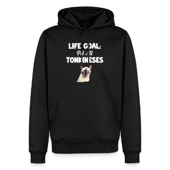 Lebensziel: Alle Tonkinesen Streicheln - Männer Premium Bio Hoodie - Schwarz - Vorne - Nico (187cm)