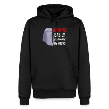 Warnung: Leicht Von Steinen Abgelenkt. Lustiger - Männer Premium Bio Hoodie - Schwarz - Vorne - Nico (187cm)