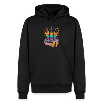 81. Geburtstag Geburtstagskönigin mit 81 - Männer Premium Bio Hoodie - Schwarz - Vorne - Nico (187cm)