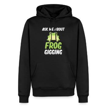 Posez-moi des questions sur le - Sweat à capuche Premium bio Homme - noir - Devant - Nico (187cm)