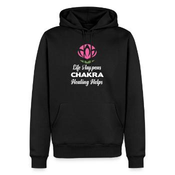 La vie se passe La guérison des chakras aide les bouddhistes - Sweat à capuche Premium bio Homme - noir - Devant - Nico (187cm)
