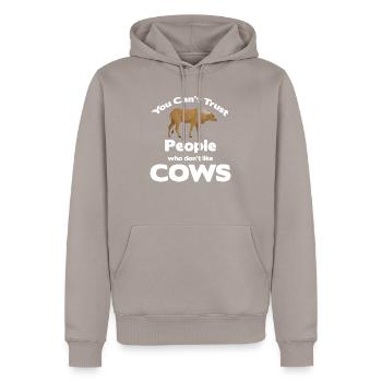 Menschen, Die Keine Kühe Mögen, Kann Man Nicht - Männer Premium Bio Hoodie - Taupe - Vorne - Nico (187cm)