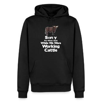 Désolé pour ce que j’ai dit, comme - Sweat à capuche Premium bio Homme - noir - Devant - Nico (187cm)