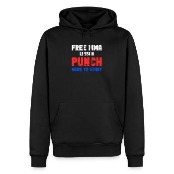 Kostenlose Mma-lektion Punch Hier, Um Mit - Männer Premium Bio Hoodie - Schwarz - Vorne - Nico (187cm)