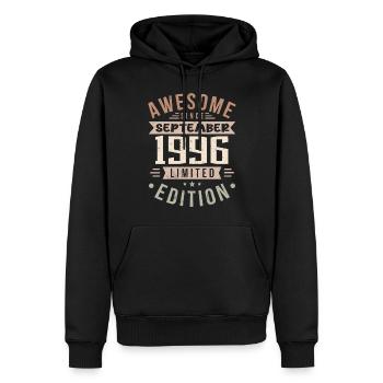 1996 September Geburtstag Geboren September 1996 - Männer Premium Bio Hoodie - Schwarz - Vorne - Nico (187cm)