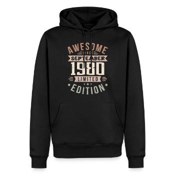1980 September Geburtstag Geboren September 1980 - Männer Premium Bio Hoodie - Schwarz - Vorne - Nico (187cm)