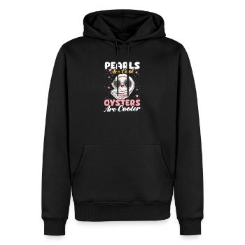 Les perles d’huîtres sont cool, les huîtres sont plus fraîches - Sweat à capuche Premium bio Homme - noir - Devant - Nico (187cm)