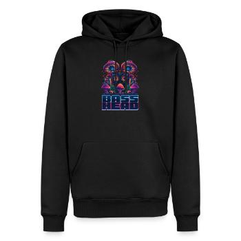 EDM Festival Bass-Topteil - Männer Premium Bio Hoodie - Schwarz - Vorne - Nico (187cm)