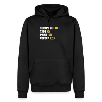 Klebeband Abkratzen, Farbe Wiederholen, Lustiger - Männer Premium Bio Hoodie - Schwarz - Vorne - Nico (187cm)