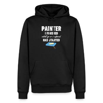Ich Habe Beendet, Was Ihr Mann Angefangen Hat. - Männer Premium Bio Hoodie - Schwarz - Vorne - Nico (187cm)