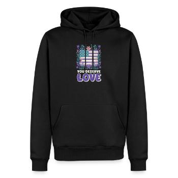 Sensibilisation au suicide Vous méritez de l’amour - Sweat à capuche Premium bio Homme - noir - Devant - Nico (187cm)