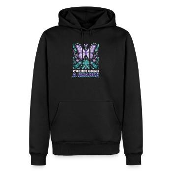 Sensibilisation au suicide : chaque histoire mérite une chance - Sweat à capuche Premium bio Homme - noir - Devant - Nico (187cm)