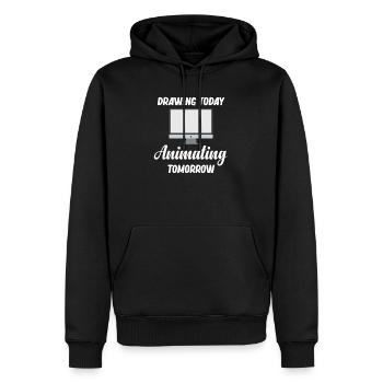 Dessiner aujourd’hui, animer demain Designers d’art - Sweat à capuche Premium bio Homme - noir - Devant - Nico (187cm)