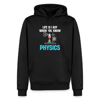 La vie est facile quand on s’occupe de physique, - Sweat à capuche Premium bio Homme - noir - Devant - Nico (187cm)