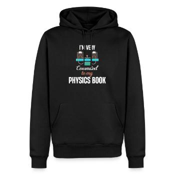 Je suis très attaché à mon livre de physique, - Sweat à capuche Premium bio Homme - noir - Devant - Nico (187cm)