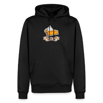 Tarte à la citrouille Tarte d’équipe - Sweat à capuche Premium bio Homme - noir - Devant - Nico (187cm)