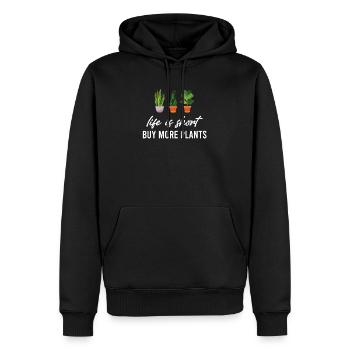 Das Leben Ist Kurz Mehr Pflanzen Kaufen Gartenbau - Männer Premium Bio Hoodie - Schwarz - Vorne - Nico (187cm)