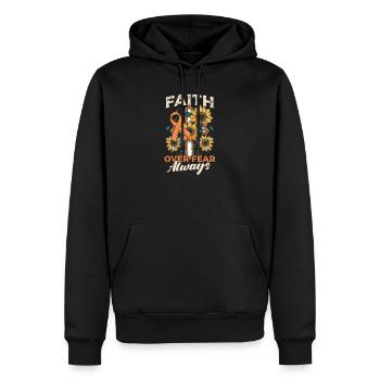 Leucémie Conscience Foi Toujours - Sweat à capuche Premium bio Homme - noir - Devant - Nico (187cm)