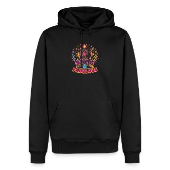75. Geburtstag 75 & Fabelhaft - Männer Premium Bio Hoodie - Schwarz - Vorne - Nico (187cm)
