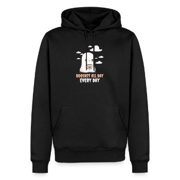 Booshit Booshit Toute la journée, tous les jours - Sweat à capuche Premium bio Homme - noir - Devant - Nico (187cm)